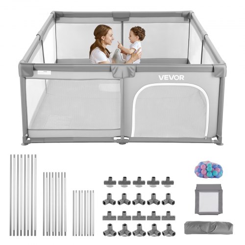 VEVOR Baby Playpen, 78.7″ x 70.3″ Extra Large Playpen for Babies Toddlers, Indoor/Outdoor Baby Fence Play Yard, No-Gap Safety Activity Center with 50