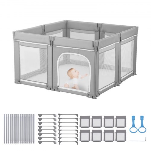 VEVOR Baby Playpen, 47.2″ x 47.2″ Foldable Toddlers Playpen, Indoor/Outdoor Baby Fence Play Yard with Zippered Door & Soft Breathable Mesh, No-Gap Toddlers Activity Center for 6 -24 Months Babies YYEWSHLBYYEWU1BNW001V0