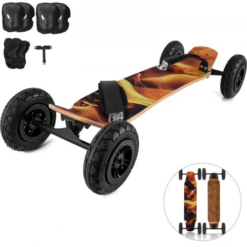 VEVOR Mountainboard, 37''L Cross Country Skateboard, All Terrain Longboard with 95A Shock Absorber, Mountain Skateboard with Bindings, 8-layer Canada Maple Offroad Skateboard, for Cruising Downhill
