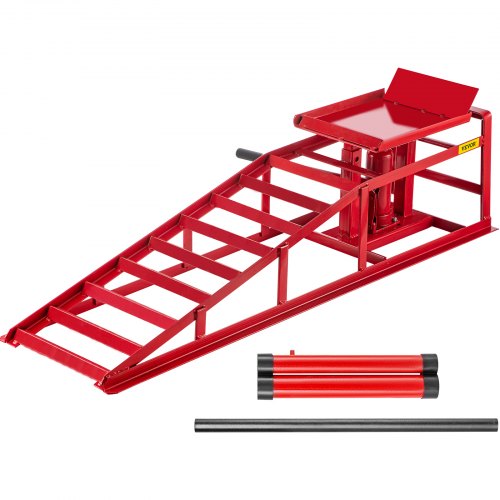 Hydraulic Car Ramps Hydraulic Vertical Ramps 5T/11000lbs Low Profile 1Pcs in Red