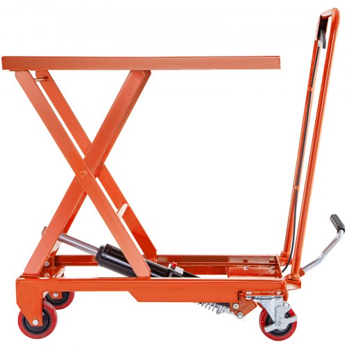 Hydraulic Scissor Cart Lift Table Cart 500LBS Manual Scissor Lift Table Orange 