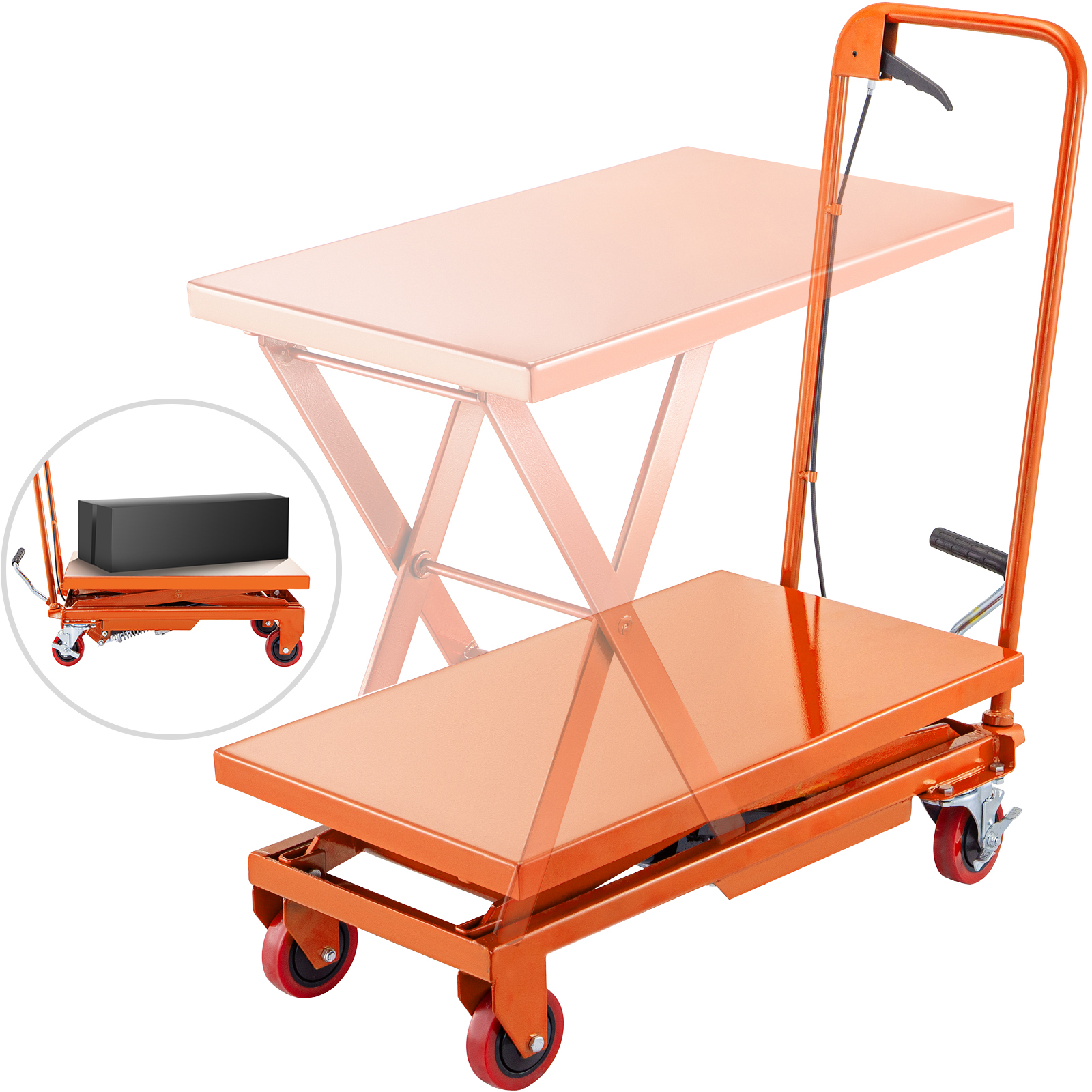 Hydraulic Scissor Cart Lift Table Cart 500lbs Manual Scissor Lift Table Orange от Vevor Many GEOs