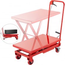 Hydraulic Scissor Cart Lift Table Cart 500lbs, Manual Scissor Lift Table, In Red