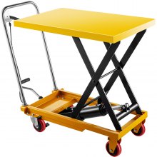 VEVOR Hydraulic Lift Table Cart, 600lbs Capacity Hydraulic Scissor Cart, 28.5" Lifting Height Scissor Lift Table, Single Scissor Lift Cart w/Foot Pump, 32.1''x19.7'' Table Size, for Freight Lifting