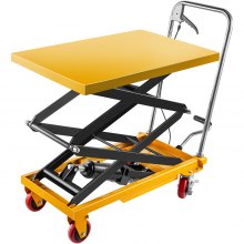 VEVOR Hydraulic Lift Table Cart, 770lbs Capacity Hydraulic Scissor Cart, 51.2" Lifting Height Scissor Lift Table, Double Scissor Lift Cart w/Foot Pump, 27.6" x 17.7" Table Size, for Freight Lifting