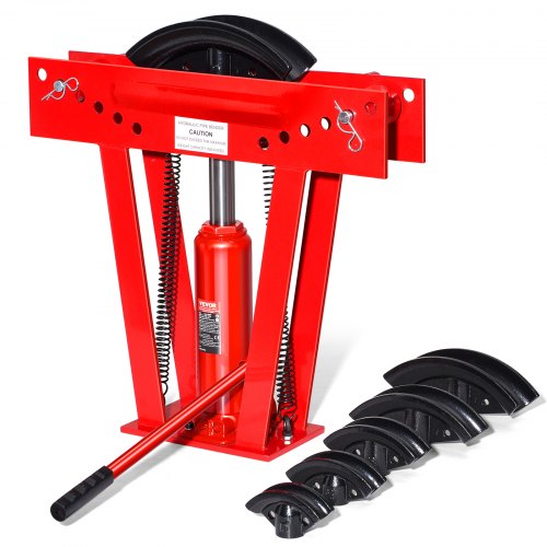 

VEVOR Hydraulic Pipe Bender, 12 Ton Manual Copper Exhaust Pipe Bending Machine with 6 Dies (1/2" - 2") and 90 - 180° Adjustable Rollers, Heavy-Duty Pipe Tube Bender for Piping Railing Construction
