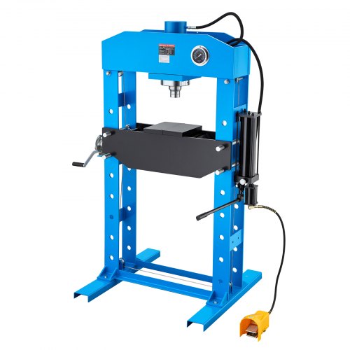 VEVOR 75-Ton Shop Press, Pneumatic/Manual Hydraulic Shop Press with Foot Pedal, Hand Wheel & Pressure Gauge, H-Frame Heavy-Duty Garage Floor Adjustable Shop Press for Bending, Straightening, Pressing