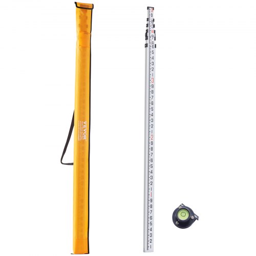 

VEVOR Measuring Rod 20-Feet/10ths 6 Sections Telescopic Grade Rod 1/10ft w/ Bag