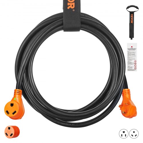 VEVOR 50 ft RV Extension Cord, 30 Amp, Heavy Duty STW RV Power Cord, NEMA TT-30R