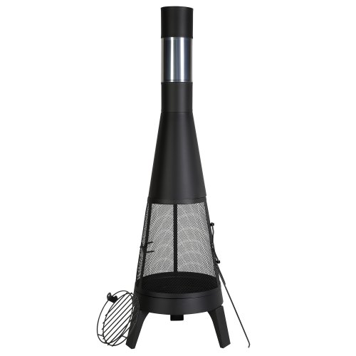 

VEVOR 20 In Chiminea Outdoor Wood Burning Firepit with Grill Mesh & Chimney Coat