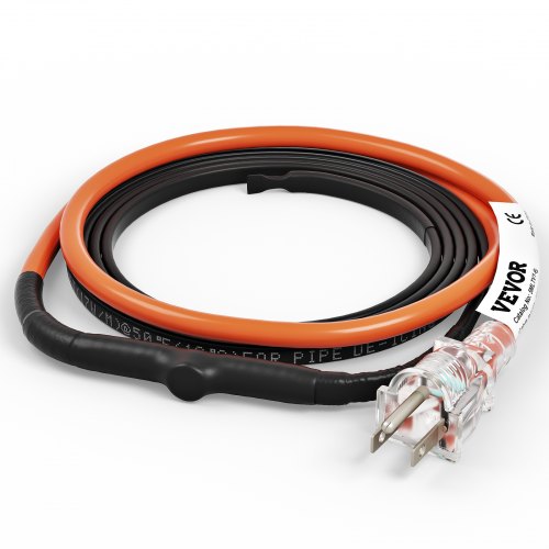 VEVOR Self-Regulating Pipe Heating Cable 5W/ft w/ Built-in Thermostat 6 Feet
