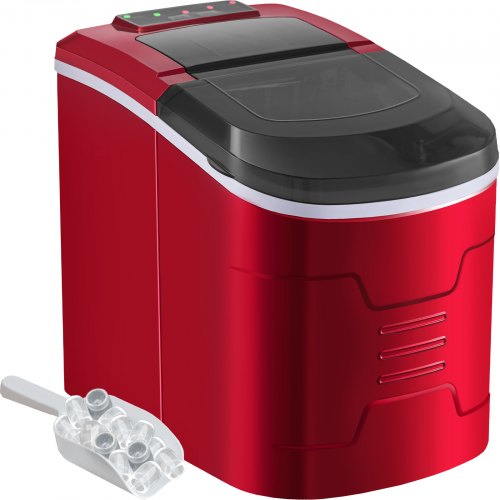 26 Ibs Red Ice Cube Maker Automatic Machine Abs Shell Tabletop 12 Kg/24h 2.2 L