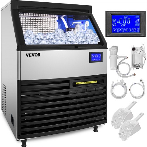 VEVOR Commercial Ice Maker Machine, 320LBS/24H ETL Approved Ice Machine Under Counter Ice Maker Machine with SECOP Compressor,77LBS Storage,Electric Water Drain Pump,Water Filter, 2 Scoops Included