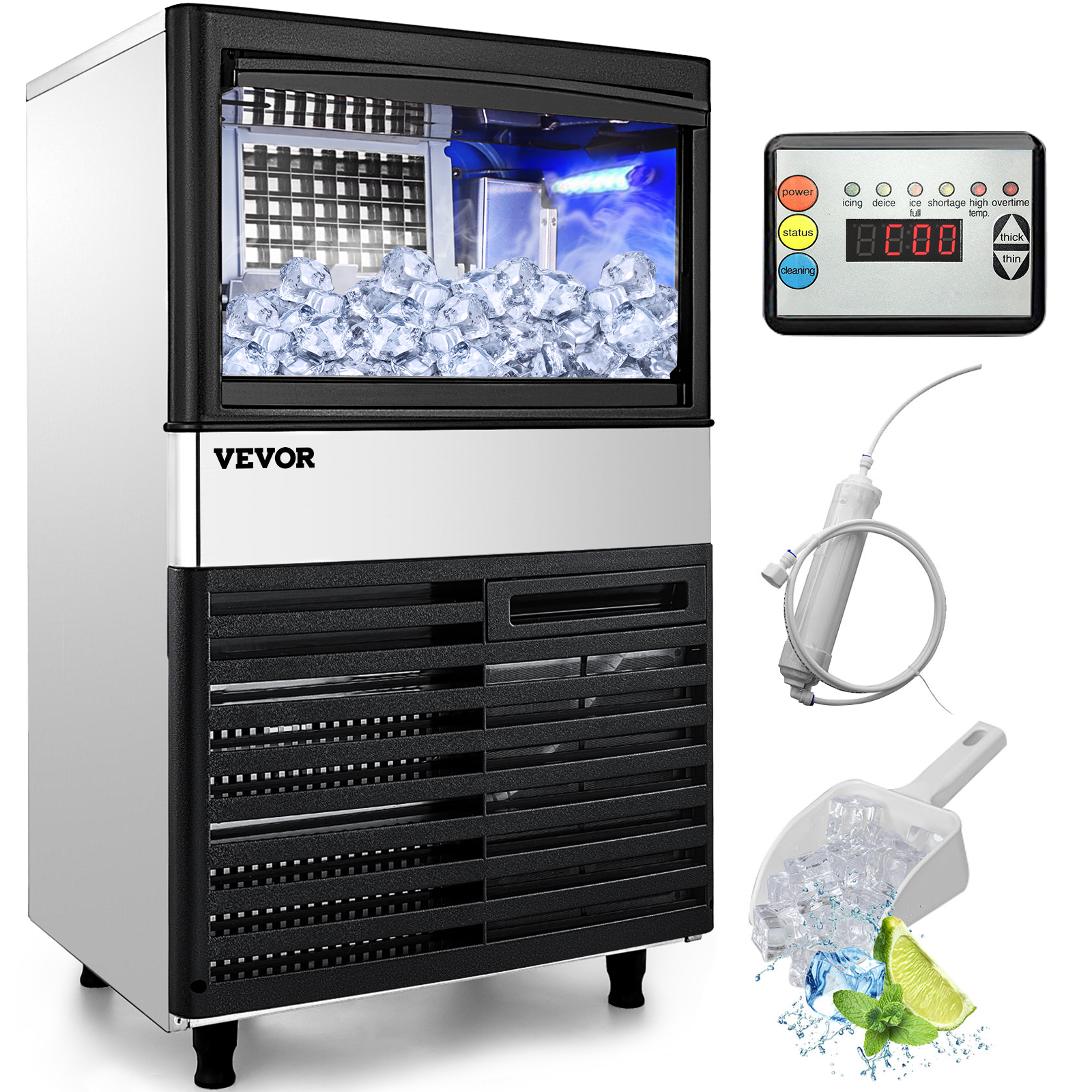 55kg/24hrs Commercial Ice Maker Ice Cube Making Machine 120lbs Nano Sterilizing от Vevor Many GEOs