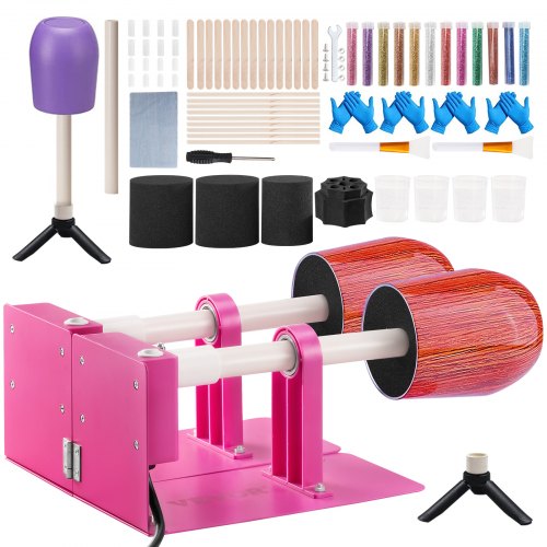 VEVOR Double Cup Turner for Crafts Tumbler, 2-Arm Tumbler Turner DIY Glitter Epoxy Resin Tumblers, Epoxy Pen Turner Attachment with Silent Motor Two-way Rotation, Cup Spinner Tested to UL Standards