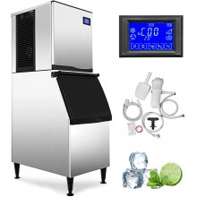 VEVOR 110V Commercial Ice Maker 400LBS/24H, 350LBS Large Storage Bin, ETL Approved, Clear Cube, Advanced LCD Panel, SECOP Compressor