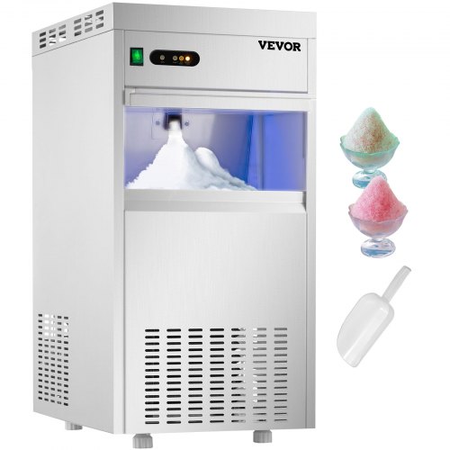 VEVOR 110V Commercial Snowflake Ice Maker 220LBS/24H, ETL Approved, Food Grade Stainless Steel Construction, Automatic Operation, Freeatanding
