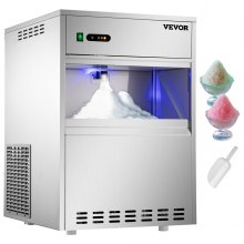 VEVOR 110V Commercial Snowflake Ice Maker 154LBS/24H, ETL Approved Food Grade Stainless Steel Flake Ice Machine Freestanding Flake Ice Maker for Seafood Restaurant, Water Filter and Spoon Included