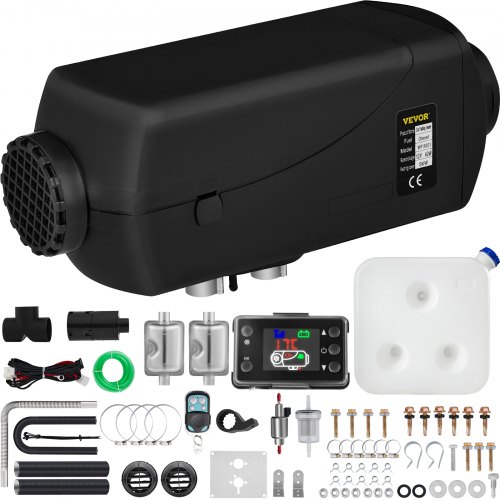 12V 5KW Air Diesel Heater 1 Holes + 2 Silencers LCD Switch For Car Truck Black