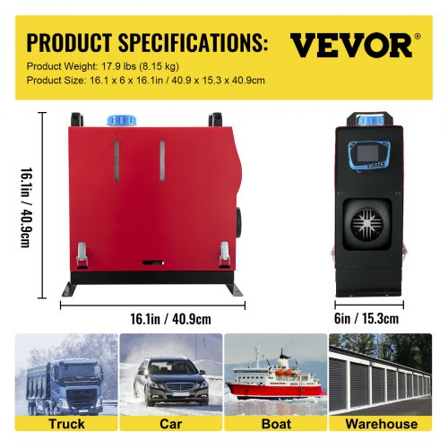 VEVOR Diesel Heater 12V Diesel Air Heater 12v 8KW Diesel Air Heater With Remote Control & LCD Thermostat Monitor