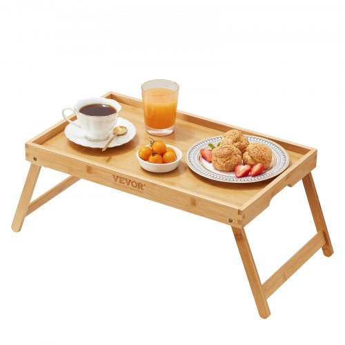 

VEVOR Bed Tray Table with Foldable Legs, Bamboo Breakfast Tray for Sofa, Bed, Eating, Snacking, and Working, Folding Serving Laptop Desk Tray, Portable Food Snack Platter for Picnic, 19.7" x 11.8