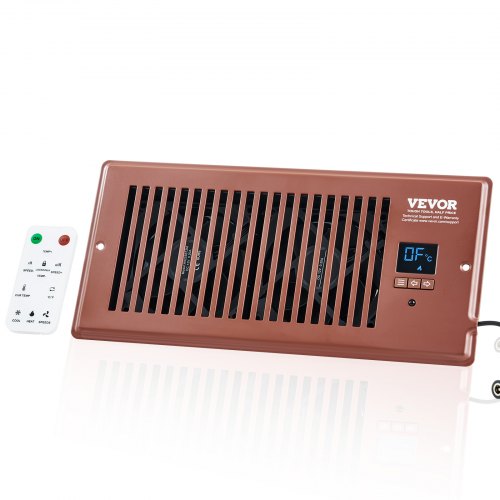 

VEVOR Register Booster Fan, Quiet Vent Booster Fan Fits 4” x 10” Register Holes, with Remote Control and Thermostat Control, Adjustable Speed for Heating Cooling Smart Vent, Brown