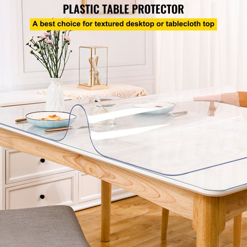 1.5mm Clear Tablecloth Wipe Transparent Table Protector PVC Waterproof Cover 