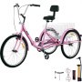 Foldable Tricycle Adult 24'' Wheels Adult Tricycle 1-Speed 3 Wheel Bikes For Adults