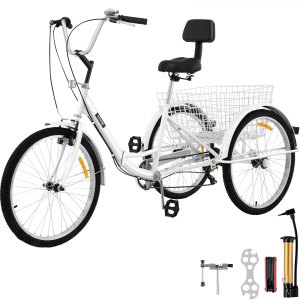 26'' Adult Fat Tire Tricycle 7-Speed 3-Wheel Foldable Tricycle With Cargo Basket 686086961178 