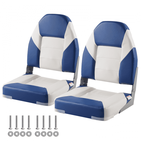 VEVOR Boat Seats, 21.85" High Back Boat Seat, Folding Boat Chair with Thickened Sponge Padding and Hinge, Fold-Down Boat Captain Chairs for Fishing Boat, Sightseeing Boat, Speedboat, Canoe, 2-Pack
