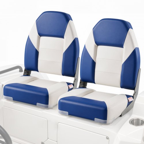 Vevor Boat Seats, 21.85" High Back Boat Seat, Folding Boat Chair With Thickened Sponge Padding And Hinge, Fold-Down Boat Captain Chairs For Fishing Bo-image