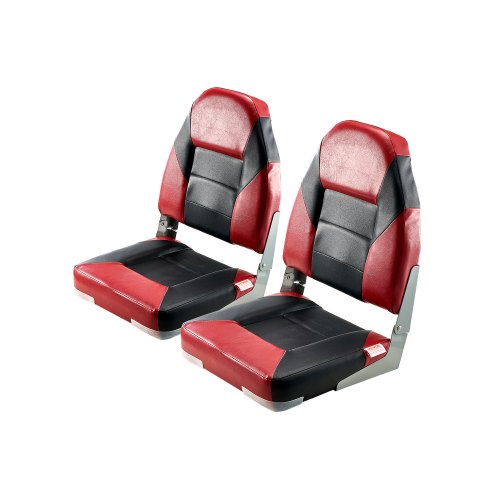 

VEVOR Boat Seat High Backrest Flip Up Boat Seat Sponge Cushion Black & Red