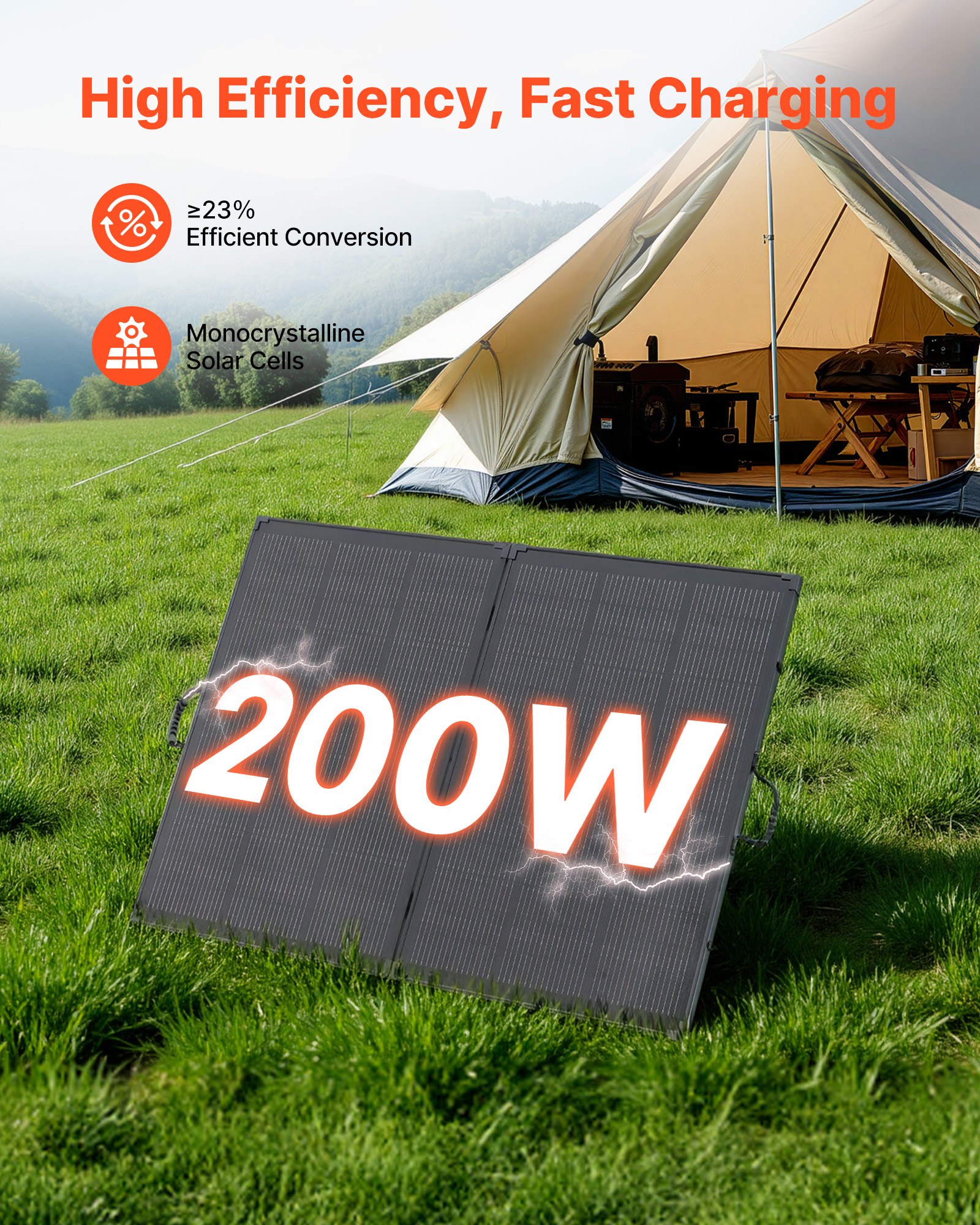 200W kokkupandav raamiga päikesepaneel, 200 W