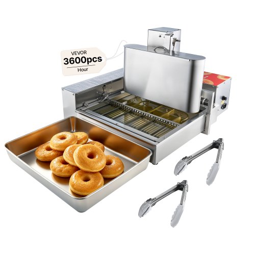 VEVOR Commercial Automatic Donuts Machine, 6 Rows Donuts Making Equipment, 360 pcs/hour Electric High Power Doughnut Maker, Stainless Steel Frying Auto Fryer, with Intelligent Control