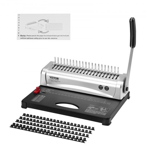 

VEVOR Binding Machine, Comb Binding Machine 21-Holes Binding 450 Sheets, Book Binder Machine with 100 PCS 3/8'' Comb Binding Spines, for Letter Size, A4, A5