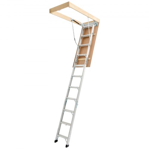 

VEVOR Attic Ladder 375LBS / 170KG Capacity for 7.66 to 10.25 ft Ceiling Aluminum