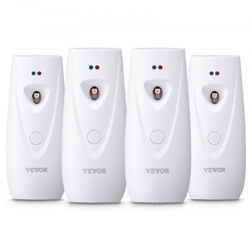 

VEVOR Automatic Air Freshener Spray Dispenser, 4-Pack, Wall Mounted or Free Standing, Battery Operated, Multiple Time Settings for Home, Indoor, Bathrooms, Offices, Hotels, Commercial Places, White