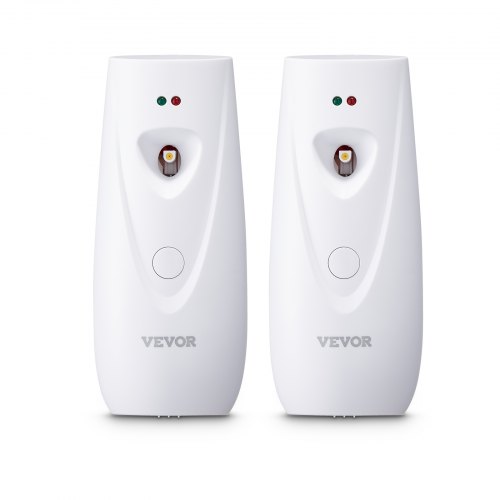 

VEVOR Automatic Air Freshener Spray Dispenser, 2-Pack, Wall Mounted or Free Standing, Battery Operated, Multiple Time Settings for Home, Indoor, Bathrooms, Offices, Hotels, Commercial Places, White