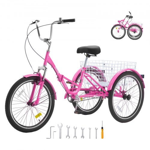 women's 3 wheel bicycle DONGSHAN Adult Tricycle Bike for Ladies Tricycle with Rear seat 20/24inch Larger Shopping Basket for The Elderly, Women, Men Maximum Load 440bls Unisex Trikes (7speed Black) speed grip Adult Tricycle 7 Speed Trikes