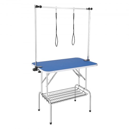VEVOR Pet Grooming Table Two Arms with Clamp, 36''x24'' Dog Grooming Station, Foldable Pets Grooming Stand for Medium and Small Dogs, Free No Sit Haunch Holder with Grooming Loop, Bearing 330lbs logo