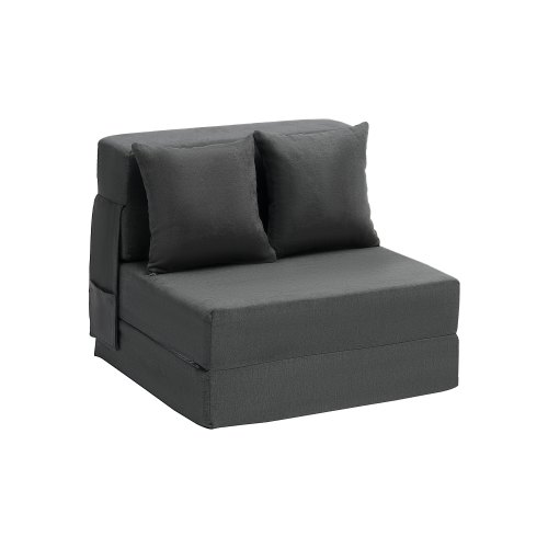 

Folding Sofa Bed 3-in-1 Foldable Couch Bed with 2 Pillows Dark Grey Single