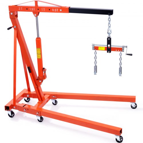 

VEVOR Hydraulic Engine Hoist with Lever, 2000KG Heavy-duty Cherry Picker Shop Crane, Foldable Engine Crane and Engine Hoist leveler for Auto Repair, Motors, Weights Lifting, Loading