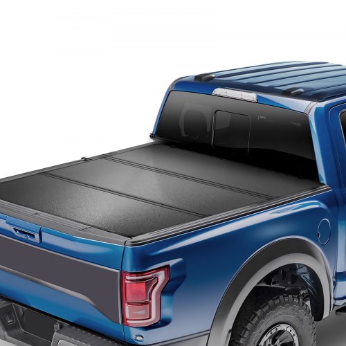 

VEVOR Tri-Fold Truck Bed Tonneau Cover, Compatible with 2015-2024 Ford F-150, Lightning, Styleside 1661 mm Bed, Fit 1704 x 1656 mm/1661 x 1656 mm Inside Bed, 181.4 kg Load Capacity, LED Light, Black