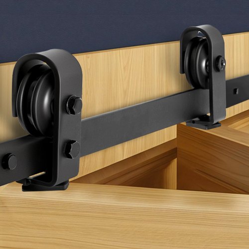 VEVOR Bi-Folding Sliding Barn Door Hardware Track Kit, 52" Top Mount Track Kit, Slide Smoothly & Quietly, Heavy Duty, Easy to Install, Suitable for Two 24" Closet Pantry Laundry Doors (Not Included)