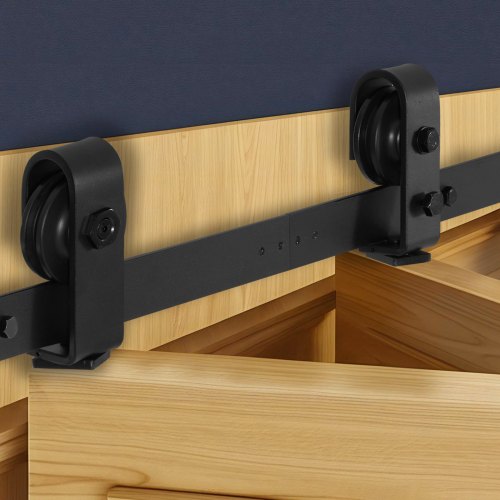 VEVOR Bi-Folding Sliding Barn Door Hardware Track Kit, 40" Top Mount Track Kit, Slide Smoothly & Quietly, Heavy Duty, Easy to Install, Suitable for Two 18" Closet Pantry Laundry Doors (Not Included)