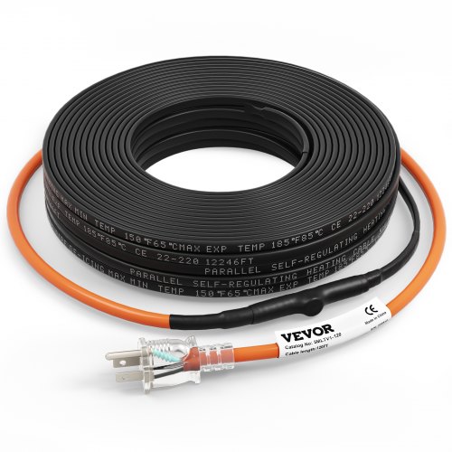 VEVOR Self-Regulating Pipe Heating Cable 5W/ft w/ Built-in Thermostat 120 Feet