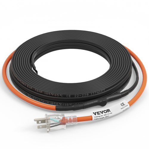 VEVOR Self-Regulating Pipe Heating Cable 5W/ft w/ Built-in Thermostat 60 Feet