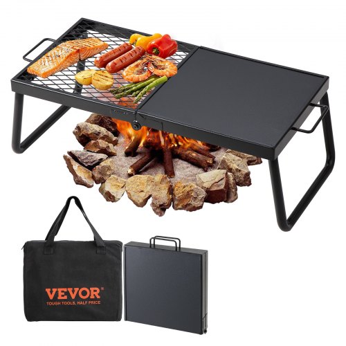 Vevor Folding Campfire Grill, Heavy Duty Steel Mesh Grate, 22.4" Portable Camping Grates Over Fire Pit, Camp Fire Cooking Equipment With Legs Carrying-image