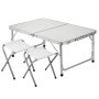 Folding Camping Table And 2 Chairs Picnic Set Aluminum Frame With Mdf Tabletop