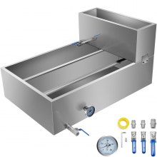 VEVOR Maple Syrup Evaporator Pan 36x24x18.5 Inch Stainless Steel Maple Syrup Boiling Pan with Valve and Thermometer and Divided Pan and Feed Pan